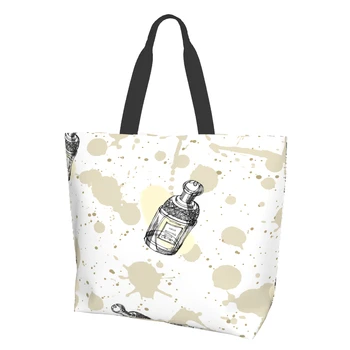 Чанти-тоут с парфюмерным модел за жени, за многократна употреба за хранителни стоки чанти, Големи чанти за пазаруване