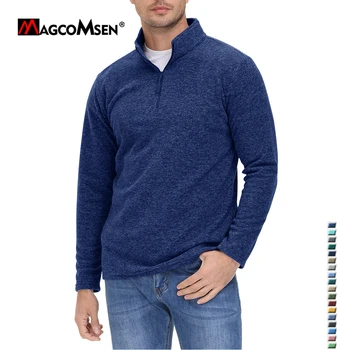 MAGCOMSEN, мъжки флисовые пуловери, ризи с дълъг ръкав, тениска за тренировки, ежедневни модни върхове на 1/4 цип