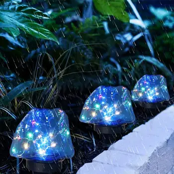 Led слънчева градина светлини, Цветни струнни фенери, каменни заземителни штекерные лампи Ip65, непромокаеми за външна украса на тревата и двор