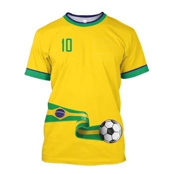 Нова мъжка футболна тениска Унисекс с къс ръкав, риза за фитнес с кръгло деколте и национални флага, лятна бързосъхнеща дишаща риза