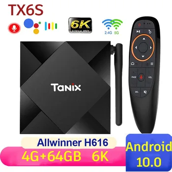 TX6S TV BOX Android Smart 10 Allwinner H616 4 GB RAM И 64 GB ROM 6K 4K HD 2,4 и 5 ГРАМА Двойна Wifi BT 3D мултимедиен плейър телеприставка TVBOX