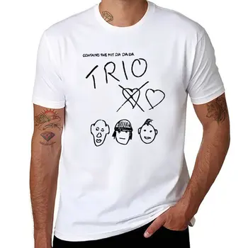 Нова тениска Трио DA DA DA, тениска с домашен любимец принтом за момчета, потници, тениски с графични щампи, обикновена черни тениски за мъже