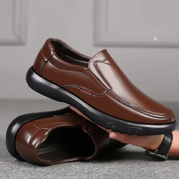 Модни мъжки обувки Oxfords дантела, бизнес мъжки обувки, висококачествена мека ежедневни дишаща мъжки обувки за партита на равна подметка, мъжки обувки