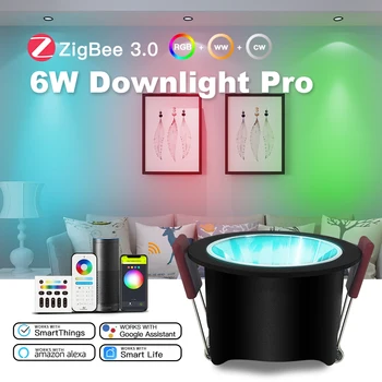 GLEDOPTO 6 W ZigBee3.0 RGBCCT Led Лампата на Тавана Лампа Встраиваемое Осветление Приложение за Гласова Дистанционно Управление ZigBee 2MQTT Home Асистент