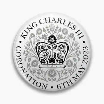 Сувенири на британския крал Чарлз III, мека жени копчета, метална брошка на яката, дамски дрехи, креативни бижута, шапка за любителите на модата