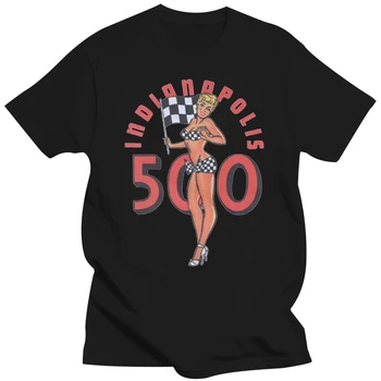 Реколта тениска с надпис Indianapolis 500 Хубаво за момичета, Състезателни, Независими, Спидуей, Летни Потници за Мъже, Мода Лято Памучен тениска
