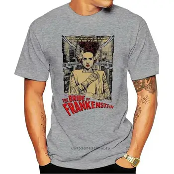 Нова Тениска От ЕСТЕСТВЕН материал, The Bride Of Frankenstein Movie КАКИ ВСИЧКИ РАЗМЕРИ S-5XL