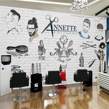 beibehang Потребителски тапети 3D Европа и Съединените Щати, ръчно рисувани тенденция фризьорски салон ТВ фон стенописи фризьорски салон