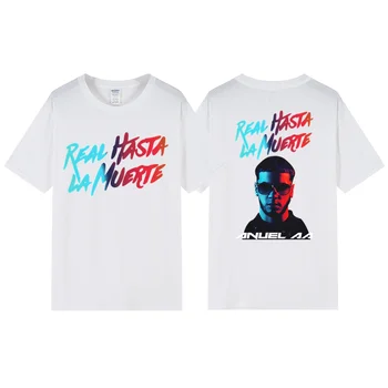 Лятна тенденция е Нова тениска от чист Памук, с принтом Anuel AA 2023 За Мъже И Жени Real Hasta La Muerte Street в стил хип-хоп Оверсайз-shi