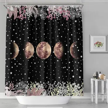 Водоустойчива душ завеса за душ от полиэстеровой плат с принтом фази на луната и лунна светлина