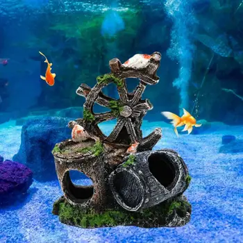 Озеленяване декор на аквариум за аквариум Изкуствена буре за отглеждане на скалните риби, Капак за скариди, Аксесоари за аквариум