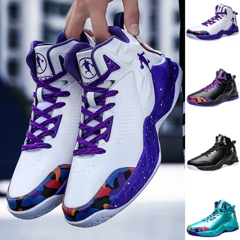 Баскетболни обувки с висок берцем, удобни мъжки баскетболни маратонки Zapatillas, нови детски улични маратонки, спортни обувки от смесен цвят, качество