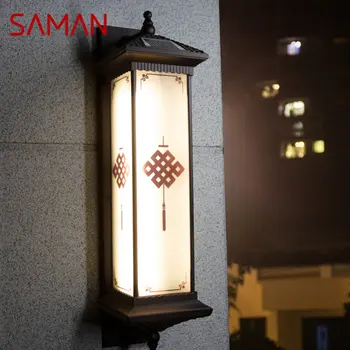 Слънчев, с монтиран на стената лампа SAMAN за творчеството на открито, стенни лампи с китайски възел, led Водоустойчива IP65 за къщи, Вили, тераси, двор