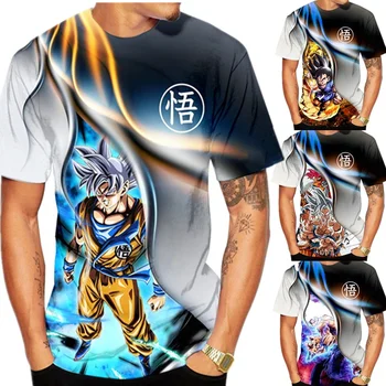 Лятна модни мъжки и дамски тениски с 3D анимационни принтом Dragon Ball Z Harajuku, ризи с къс ръкав, плюс размери, дрехи за двойки за юноши