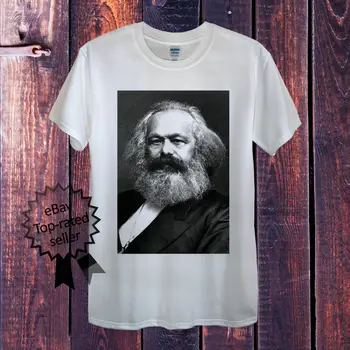 Проста памучен тениска Karl Marx, бяла, сива, мъжки или дамски, облегающая тениска, комунистически СССР, Ленин, Великобритания, тениска с кръгло деколте, мъжки