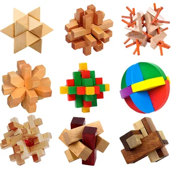 1БР Любанский Заключване Китайската Традиционна Играчка Уникални 3D Дървени Блокове Класически Интелигентен Дървен Куб Набор от Образователни Играчки