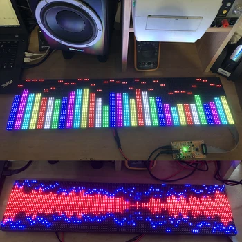 AS128 Гласово Управление Пълноцветен RGB Дисплей Музикален Спектър Анализатор Стереозвука KTV Stage LED Ритъм Light Mode 64 MP3 Усилвател