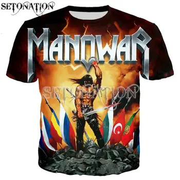 Manowar за мъже и жени, новите модни готини тениски с 3D принтом, риза в стил харадзюку, градинска дрехи, блузи летни