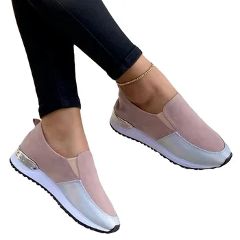 Нови дамски маратонки без шнур, ежедневни обувки на равна подметка, спортни дамски обувки на платформа, улични маратонки, дамски вулканизированная обувки Zapatillas Mujer