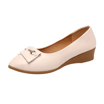 Cresfimix sapatos femininos/ дамски, класически обувки-лодка кафяв цвят от изкуствена кожа с остри пръсти на танкетке, дамски модни офис обувки на токчета a6950