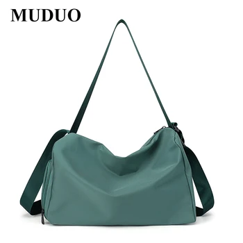 MUDUO Ежедневни модерна чанта с голям капацитет на едно рамо за корейски тийнейджъри, чанта за книги с множество джобове, найлон водоустойчива чанта