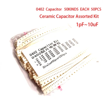 SMD 0402 Керамичен кондензатор Асорти комплект 1pF ~ 10 icf 50 стойности * 50шт = 2500 бр Проби керамичен кондензатор с чип ki