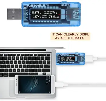 Тестер USB-зарядно устройство, измерване на напрежение, ток, волтметър, амперметър, тестер от капацитета на батерията, мобилни детектор мощност
