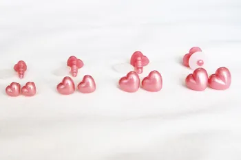 40шт 10мм 13 мм 15 мм 17 мм розови пластмасови играчки носовете във формата на сърце с шайба за куклено diy