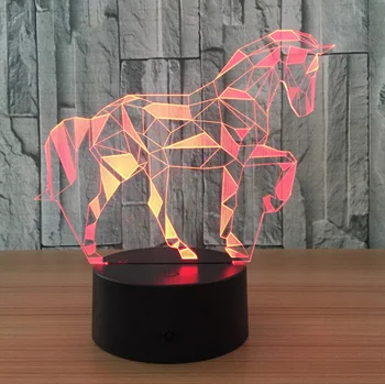 USB Kid Light Night 3D led лека нощ, креативна настолна нощна лампа, романтична лампа във формата на кон, Декорация на дома, подарък настолна лампа за деца