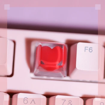 Аниме Капачки за ключове Розово карикатура Сладък Червен сърдечен капачка за ключове MX Ос Cherry Keycap механична клавиатура направи си САМ Украса на капачки за ключове