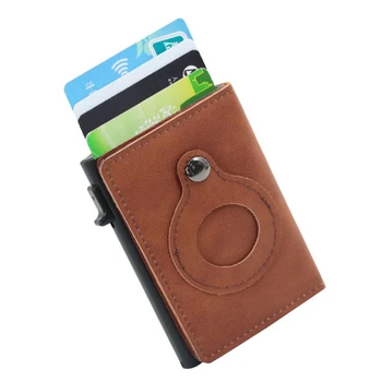 Нови мини-портмоне от изкуствена кожа за Apple Airtags Business ID притежател на кредитна банкова карта Rfid Slim Против Protect Airtag Slide Wallet