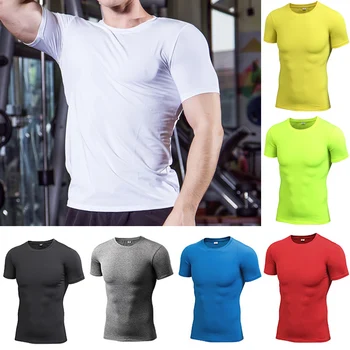 Мъжки бързосъхнеща тениска с къс ръкав за джогинг, фитнес, спортни ризи, спортни дрехи SPSYL0001