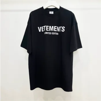 VETEMENTS 2023ss Новата Модерна тениска VTM High Street с Прости Писмото Принтом, Свободна и Универсална Тениска с къс Ръкав за Мъже и Жени