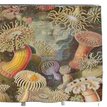 Фантастична завеса за душ с гъби, Морски същества, изкуството на океана, декор за подводен тема, бряг-принт, цветни уникални подаръци