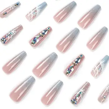 Блестящ изкуствен нокът Сверкающая снежинка Балетные лигавицата на ноктите Блестящи кристали за изграждане за жени, Момичета за дома